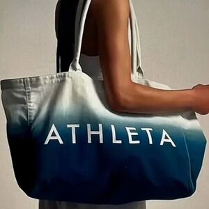 Athleta Lightweight Athleisure White and Blue Ombré Shoulder Tote Bag
